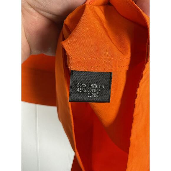 Lafayette 148 New York Orange Linen Blend 3/4 Sleeve Full Zip Jacket Size 10 - Picture 6 of 6